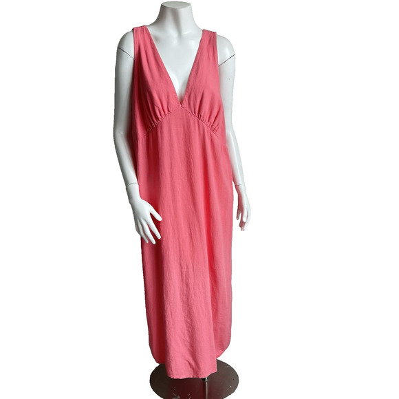 Old Navy XXL Sleeveless V Neck Linen Blend Maxi Dress Ginger Rose - Picture 1 of 14